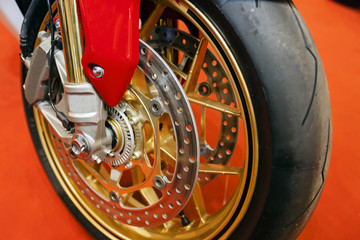 Motorcycle wheel closeup