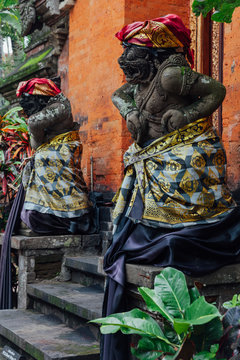 Balinese statue in the temple, Ubud, Bali
