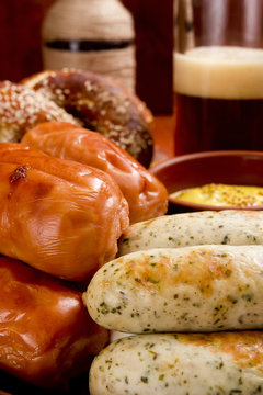 Veal sausage, Pretzels and Beer