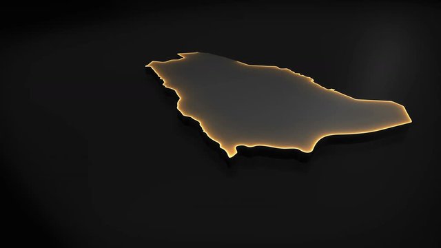 Seamless looping 3D animation of the map of Saudi Arabia including 2 versions and alpha matte