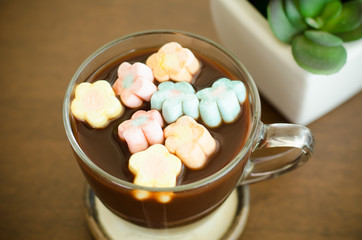 Cup of hot cocoa with marshmallows on top