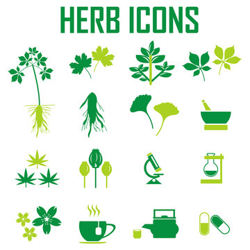 herb icons, mono vector symbols