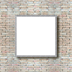 wooden picture frame with white space on the wall