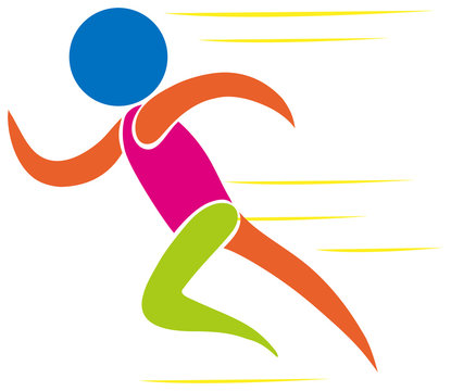 Colorful icon of man running