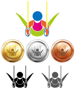 Sport medals and gymnastics double hoops