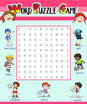 Game template with word puzzle