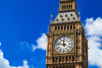 Fototapeta na wymiar Close up Big Ben on Sunny Day, London, UK..