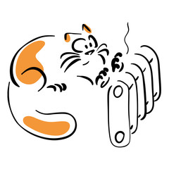 Cat warm near radiator