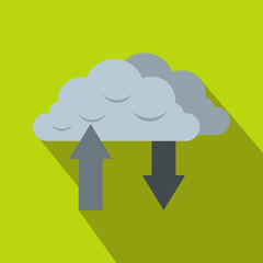 Clouds with arrows icon in flat style