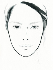 makeup ideas for image. perfect woman face. makeup artist. fashion illustration