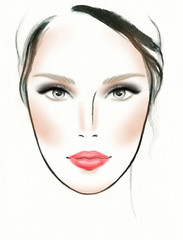 makeup ideas for image. perfect woman face. makeup artist. fashion illustration