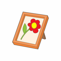 Picture frame with flower icon, cartoon style