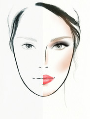 makeup ideas for image. perfect woman face. makeup artist. fashion illustration