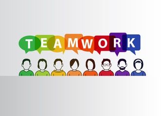 Fototapeta premium Teamwork concept as vector illustration of group of people working together