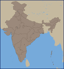 Empty Political Map of India