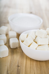 Sugar in a white bowls