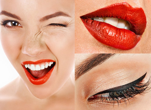 маке-up beauty collage, close-up