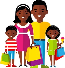 Shopping concept with african american family buyer.