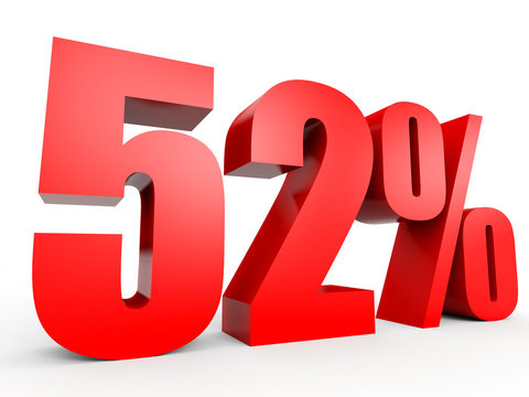 Discount 52 percent off. 3D illustration.