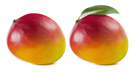 Mango whole left double isolated on white background as package design element 
