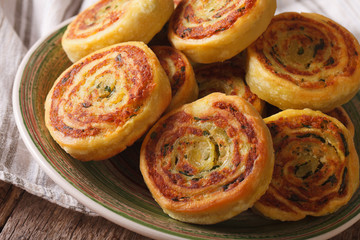 Indian potato roll Alupatry macro on a plate. horizontal