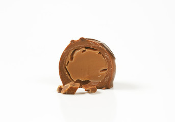 half a chocolate praline
