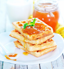 waffles with apricot jam