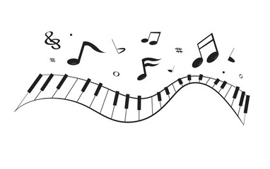 Curve piano with notes