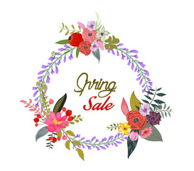 Spring Sale Banner and Floral Background
