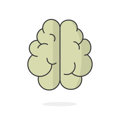 Brain vector icon, simple flat cartoon brain symbol, linear outline illustration design isolated on white background