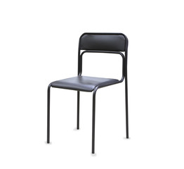 The office chair from black leather. Isolated