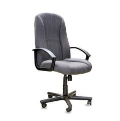 Fototapeta premium Modern office chair from grey cloth isolated over white