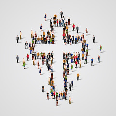 Naklejka premium Large group of people in the cross shape.