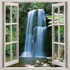 Open window view to famous Beauchamp Falls, Australia - 112283057