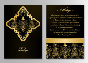 Vintage card template with floral ornaments