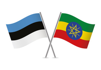 Estonian and Ethiopian flags. Vector illustration.