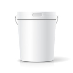 White food plastic tub bucket container with handle