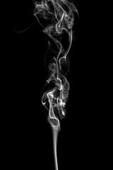 White smoke, isolated on black background.