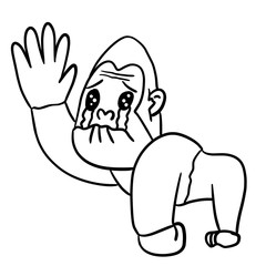 drawing line art gorilla cry