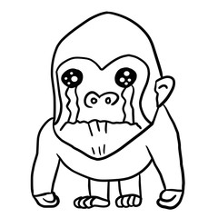 drawing line art gorilla cry