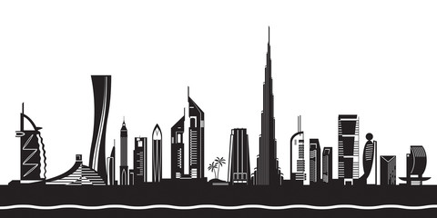 Naklejka premium Dubai cityscape by day - vector illustration