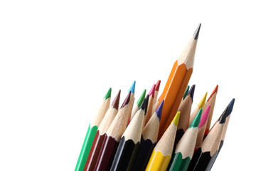 a pencil protruded from the pile of other pencils. The concept of individuality