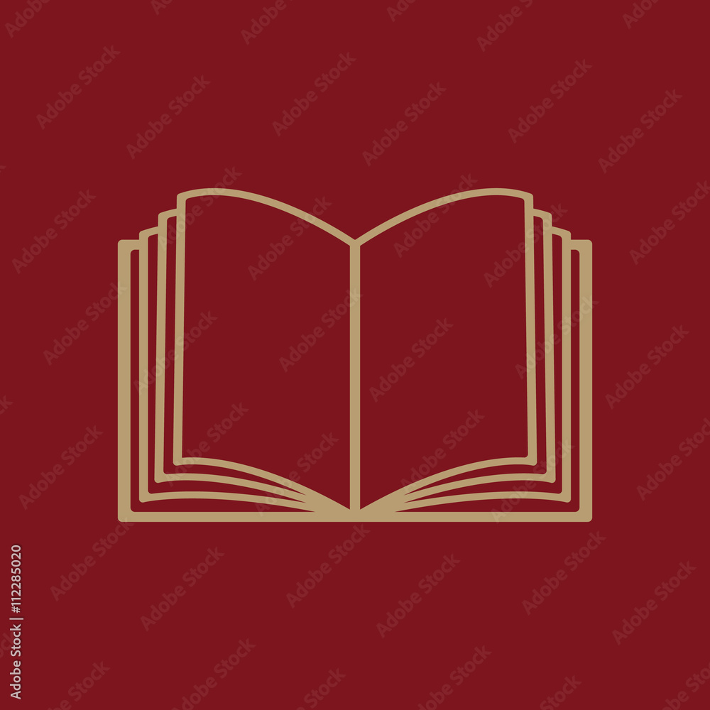 Poster the open book icon. manual and tutorial, instruction symbol. flat