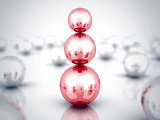 Leader Red Glass Sphere Pyramid. Leadership Concept