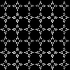 Monochrome abstract floral seamless pattern