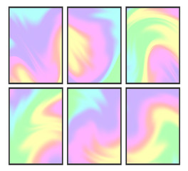 Obraz premium Set of bright holographic backgrounds. Modern trendy design