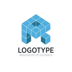 Letter R cube figure logo icon design template elements

