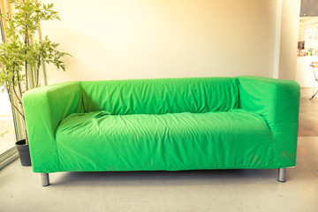 green sofa