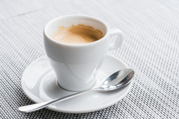 Hot coffee on the table 
