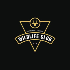 Naklejka premium Vintage Hunter Label. Vintage Deer Badge